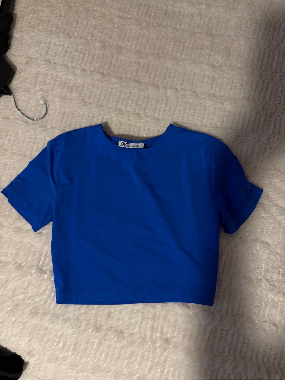 Zara Bright Blue Short Sleeve Cropped Tee